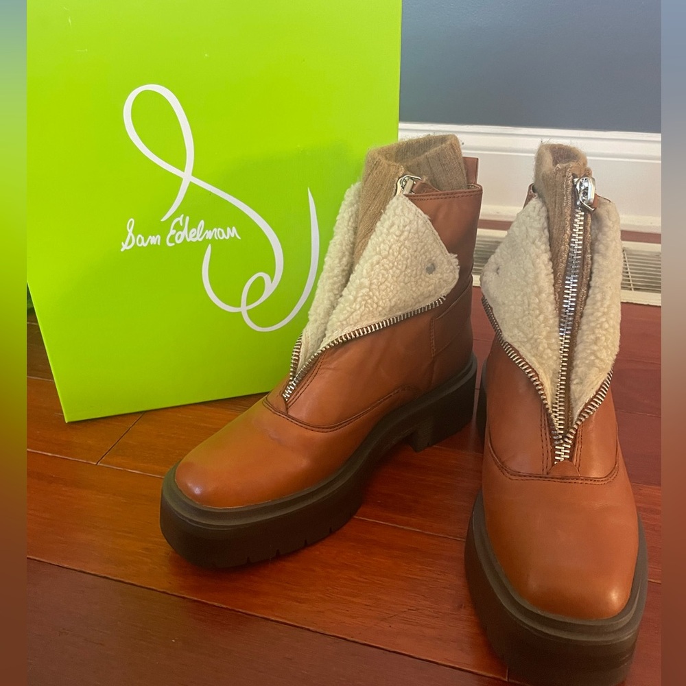 Sam Edelman Brown Zip Up Boots Like New with box Size 9M